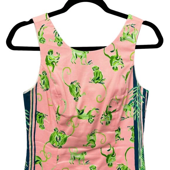 Lilly Pulitzer Mila Stretch Shift Dress in Monkey Business Womens 0 Pink Green - Picture 3 of 9